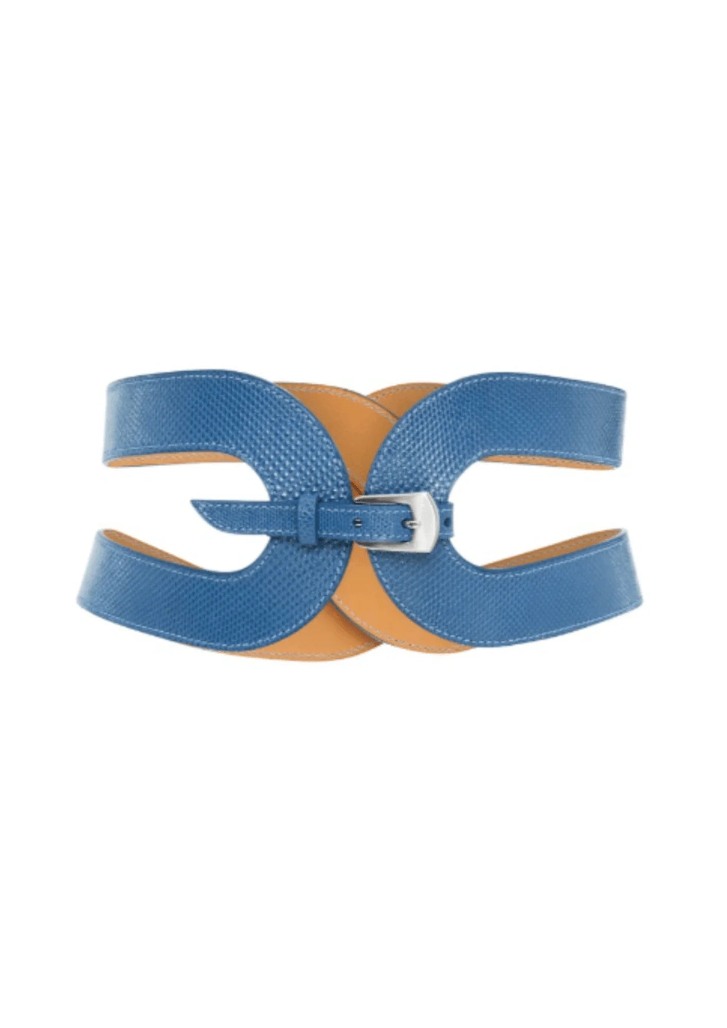 BLUE REPTILE SKIN WAIST BELT