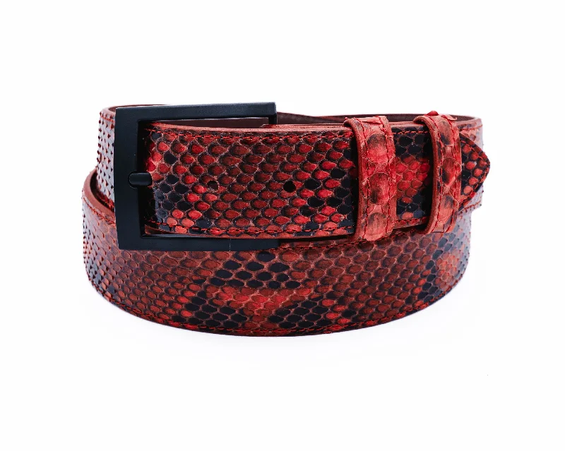 Genuine Natural Red Python Leather Belt