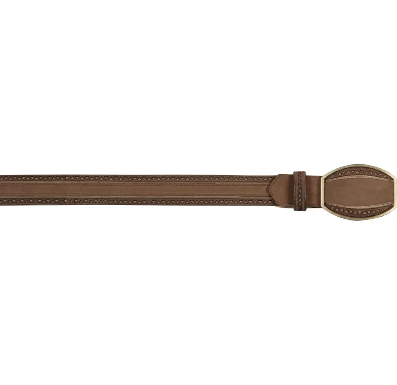 Los Altos Nobuck Genuine Leather Laser Design Casual Belt Taupe Brown