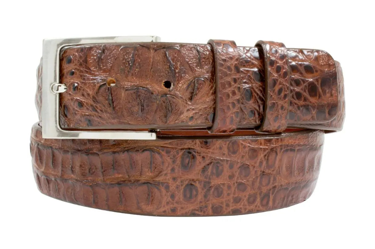 Hornback Cigar Brown Caiman Crocodile Leather Belt