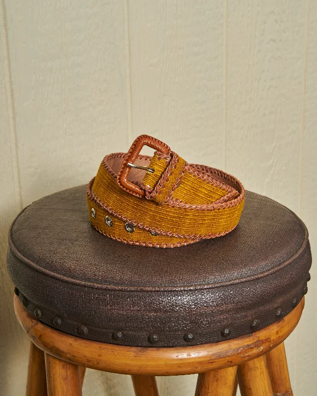 Guatemalan Whip Stitched Belt in Solid Tumeric