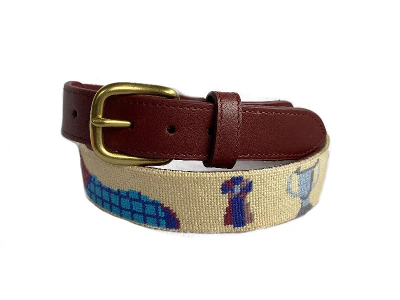 DERBY HORSE CREAM NEEDLEPOINT BELT