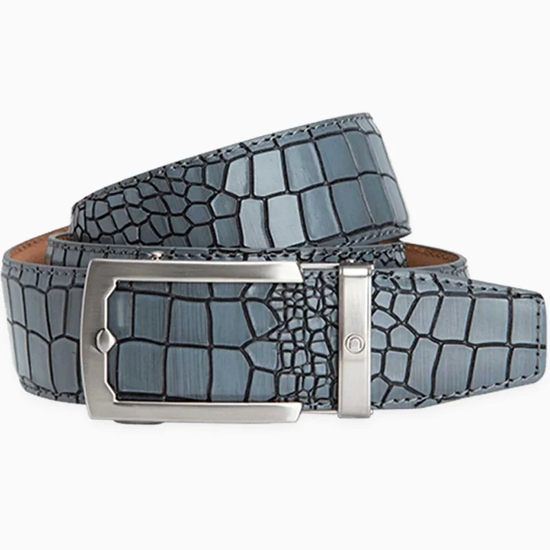 Crocodile Grey Ratchet Belt 1.5" [38mm]