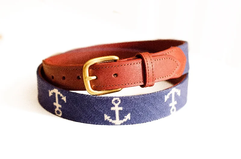 ANCHOR ON NAVY NEEDLEPOINT BELT™