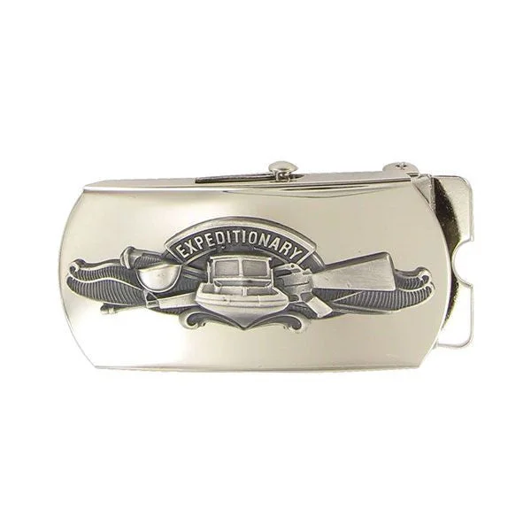 Navy Belt Buckle: Expeditionary Warfare Specialist - mirror finish