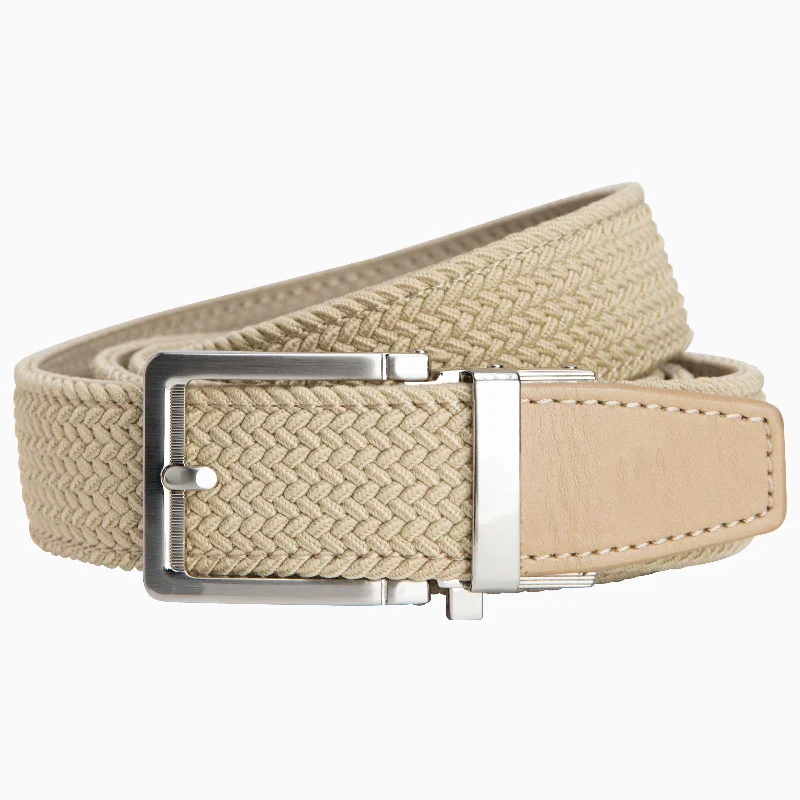 Braided Tan Golf Ratchet Belt 1.38" [35mm]