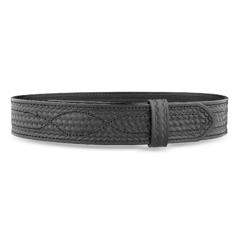 2-1/4" Basketweave Leather Buckleless Outer Belt