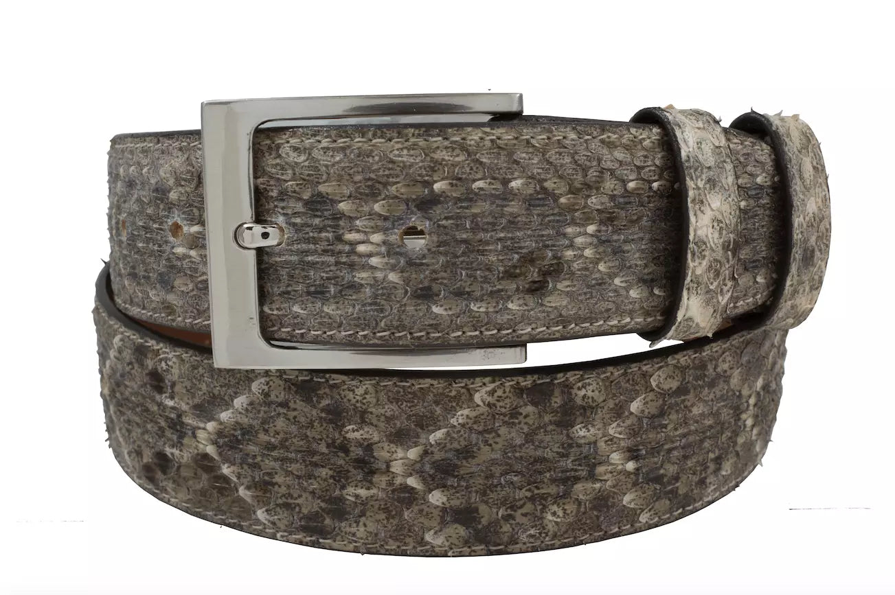 Natural Texas Diamond Back Rattle Snake Leather Belt