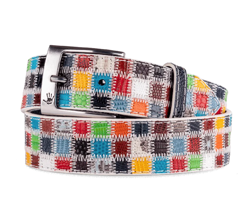 Men's Lizard Stained Glass Patchwork Belt