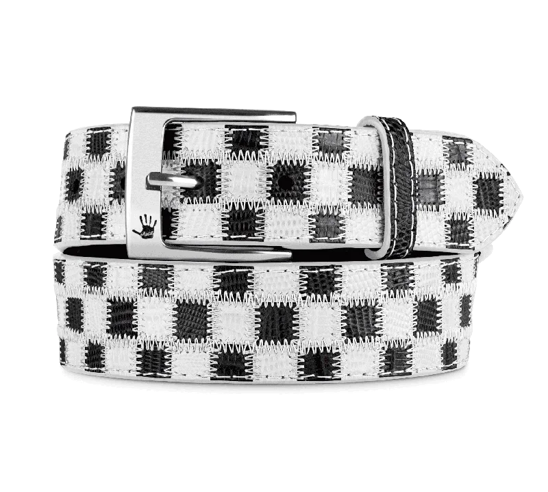 Men's Custom Lizard Checkered Patchwork Belt