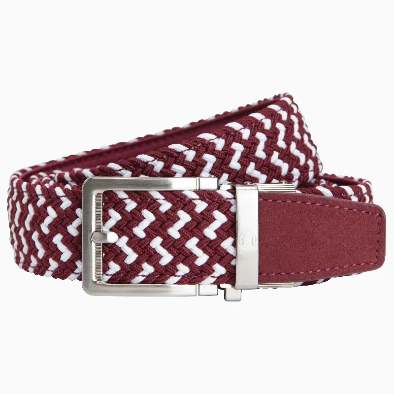 Braided Maroon Golf Ratchet Belt 1.38" [35mm]