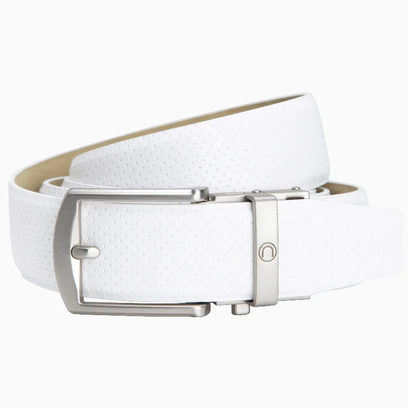 Birdie Matte White Golf Ratchet Belt 1.38" [35mm]