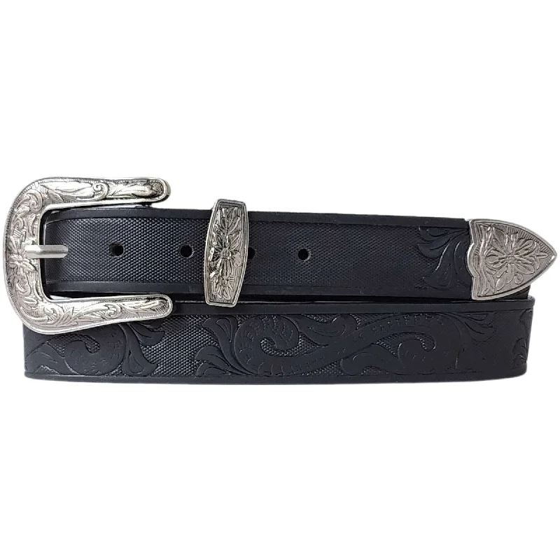 Cassidy - Western Black Hand-tooled Full-Grain Leather Belt