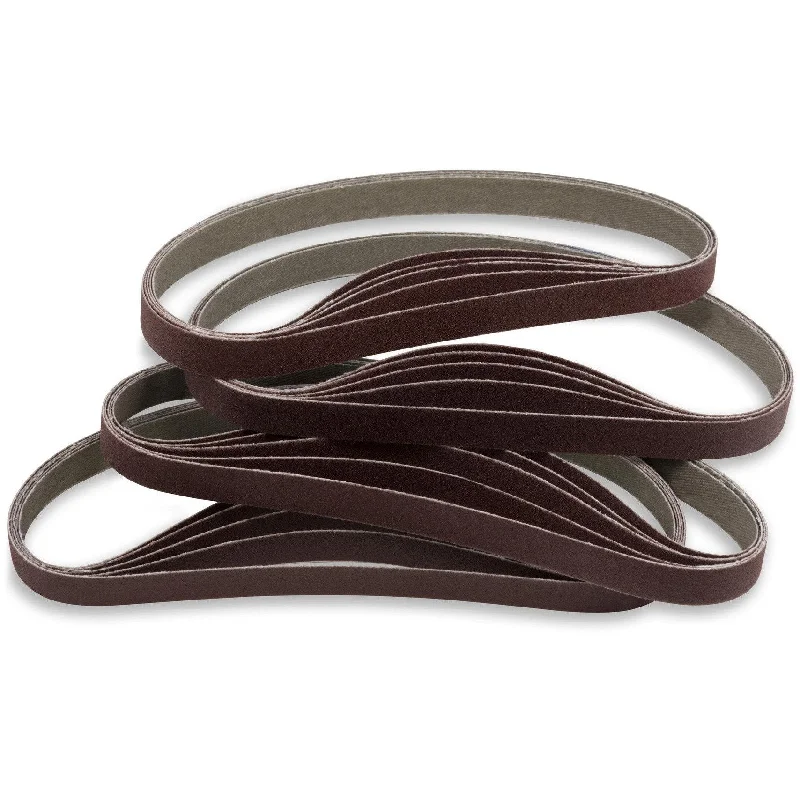 1/2 X 18 Inch Flex Aluminum Oxide Metalworking Air File Sanding Belts, 10 Pack