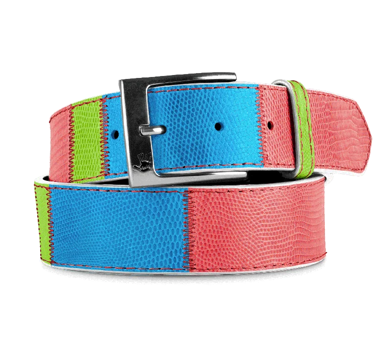 Men's Custom Lizard Stripe Patchwork Belt