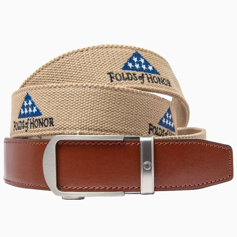 FoH Newport Tan Golf Ratchet Belt 1 3/8" Strap [35mm]