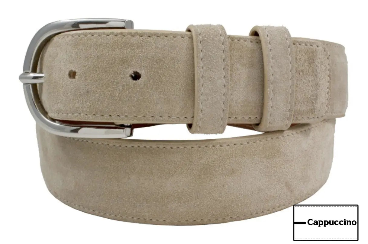 Genuine Cappuccino Italian Suede Leather Belt