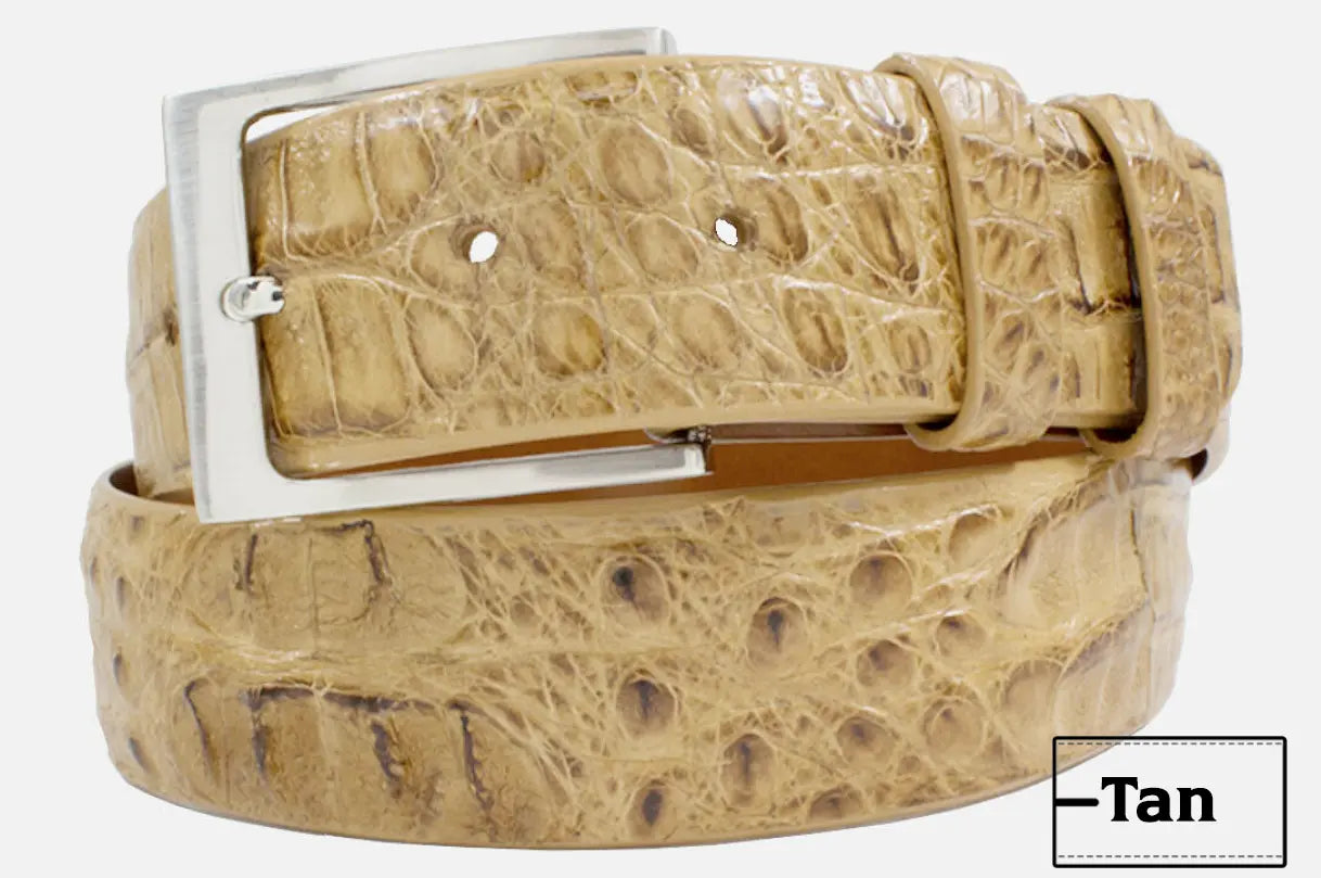 Hornback Tan Caiman Crocodile Leather Belt