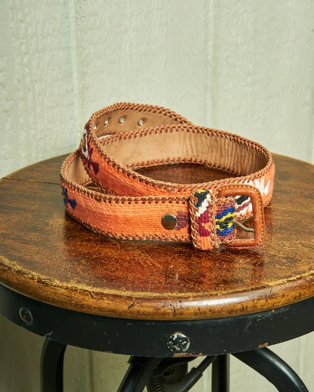 Guatemalan Whip Stitched Belt in Coral