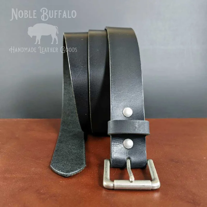 Matte Black - Casual Buffalo Leather Belt