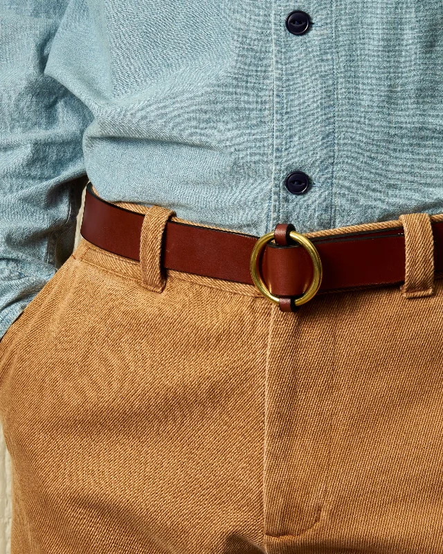 Bridle Strap Belt with Ring Buckle in Oak Bark