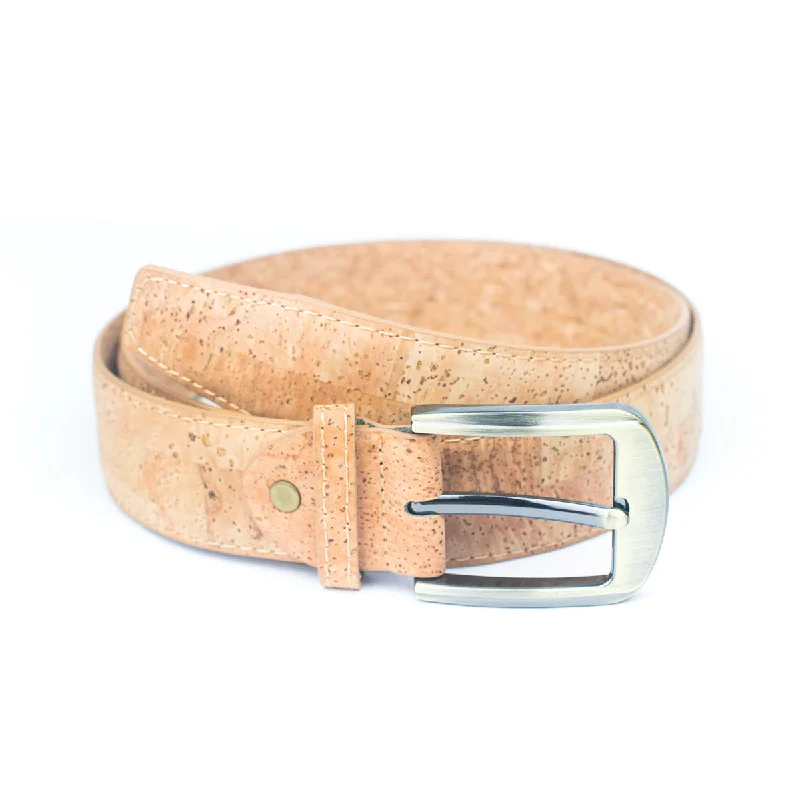 Natural Cork Men's Belt Width4cm with Thick dark bronze Metal Buckle- L-040