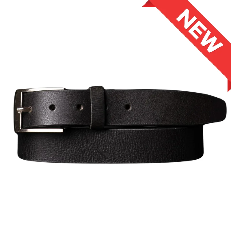 The Crest Belt - Slim Black 100% Full-Grain Leather Belt