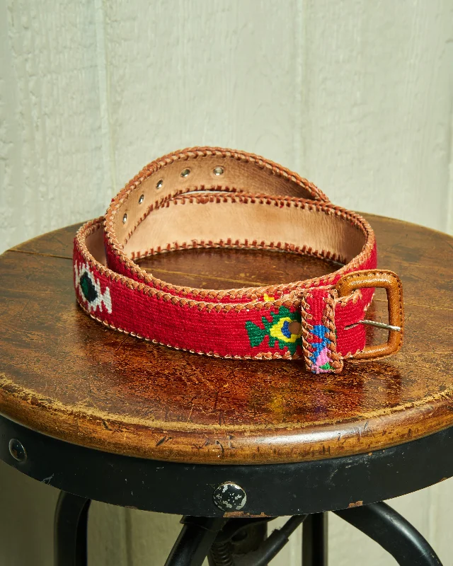 Guatemalan Whip Stitched Belt in Red