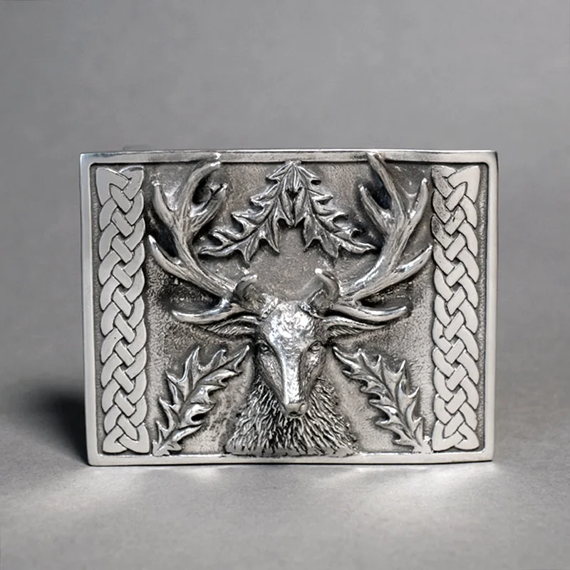 Stag Head Pewter Kilt Belt Buckle