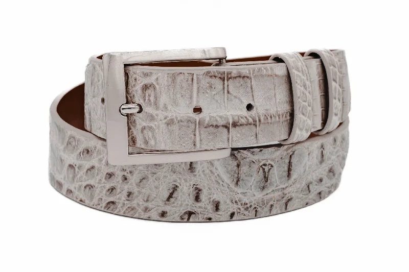 Hornback Natural Caiman Crocodile Leather Belt