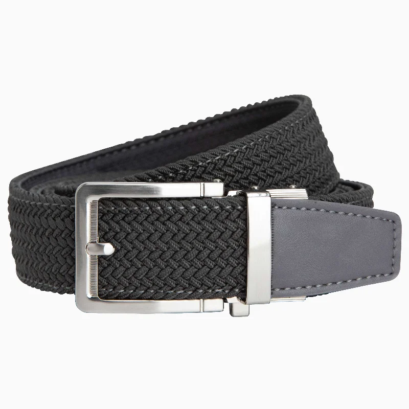 Braided Grey Golf Ratchet Belt 1.38" [35mm]