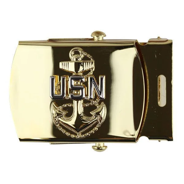 Navy Belt Buckle: E7 Chief Petty Officer - gold