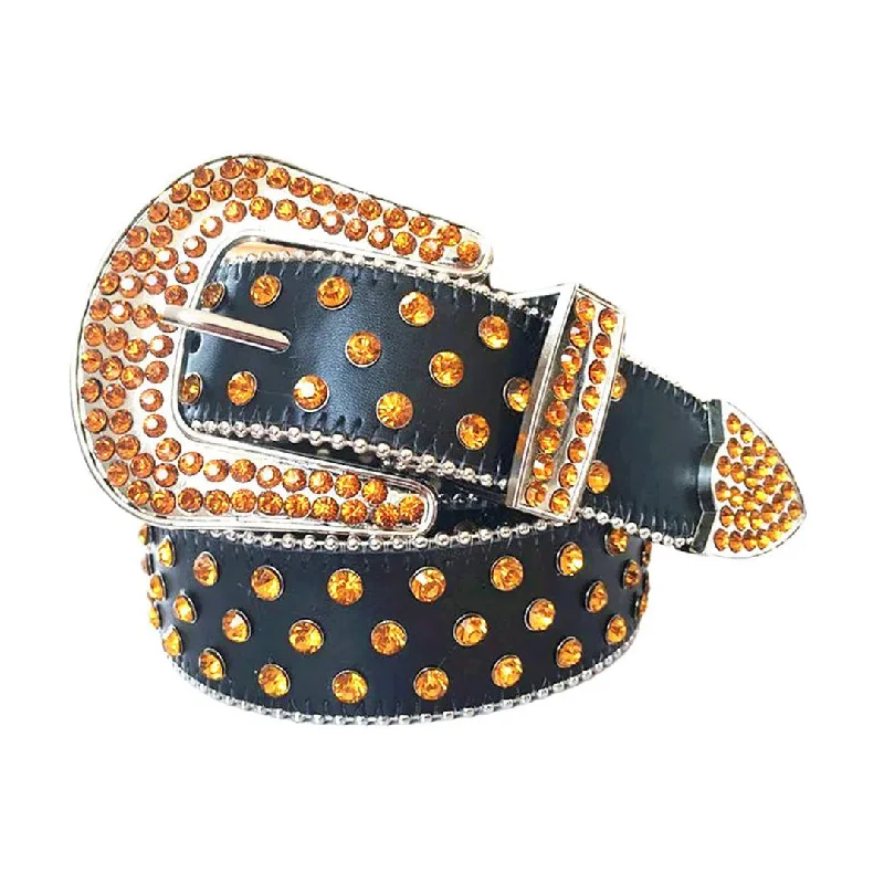 Rhinestone Orange Belt With Black strap