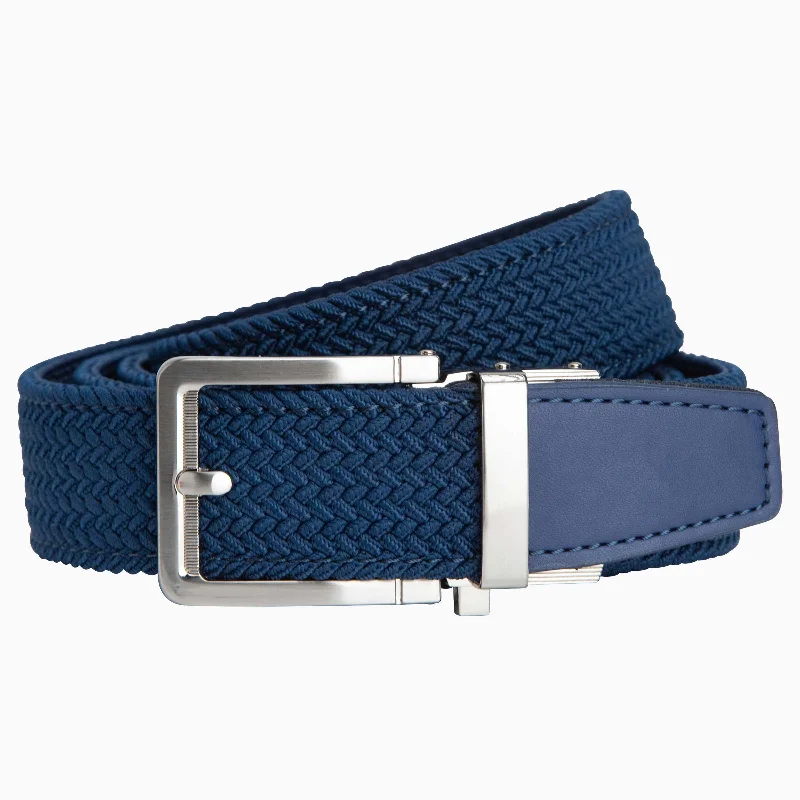 Braided Navy Golf Ratchet Belt 1.38" [35mm]