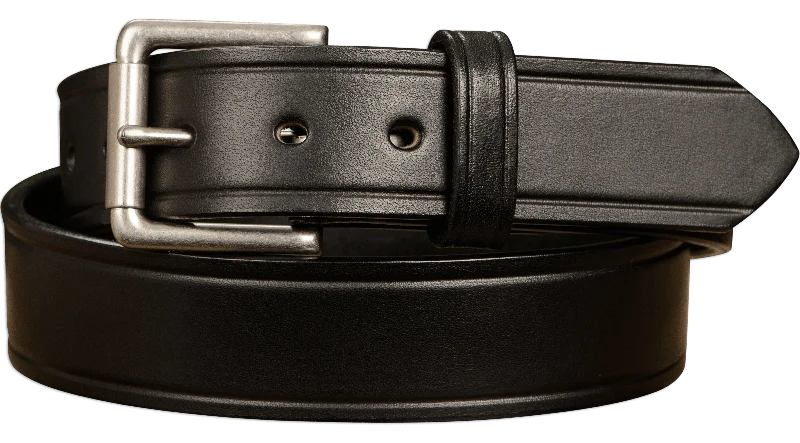 The Maverick: Men's Black Creased Accent Leather Belt 1.50"