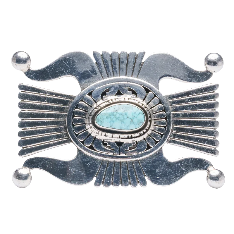 Birdseye Kingman Turquoise Belt Buckle | Leonard Nez