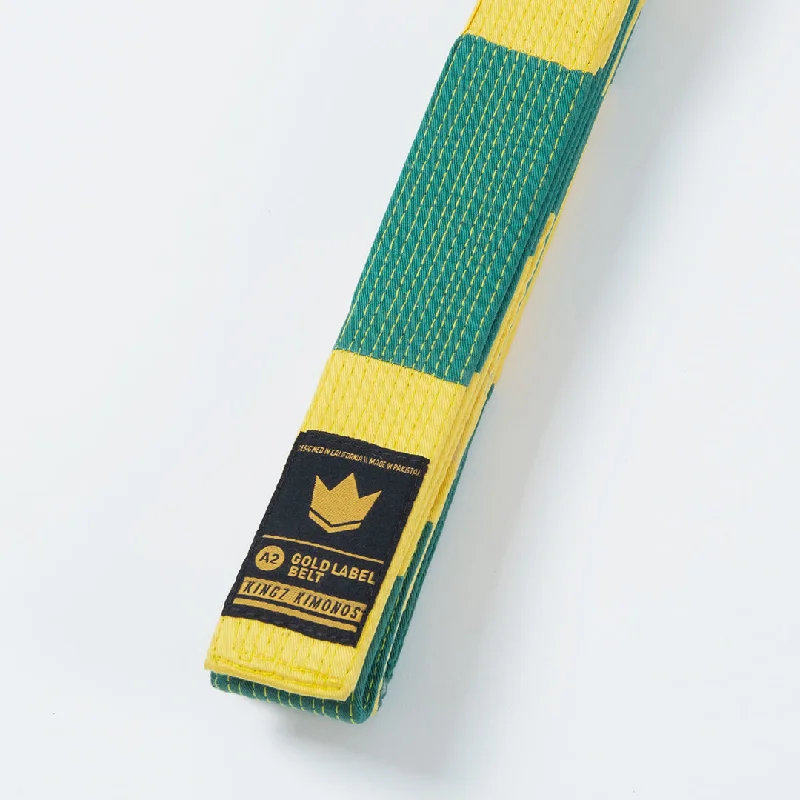 Kingz Gold Label V2 BJJ Belts - Yellow/Green