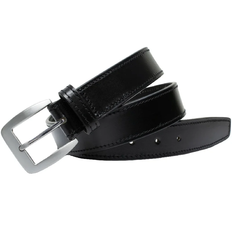 Casual Black Leather Belt by Nickel Smart®