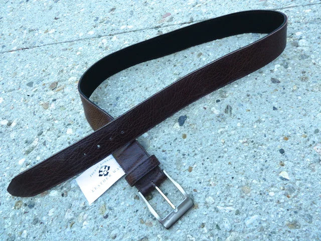 Brown 1.75" Wide Cut-Edge Leather Belt