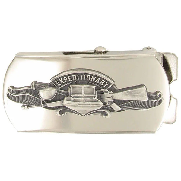 Navy Belt Buckle: Expeditionary Warfare Specialist - oxidized emblem