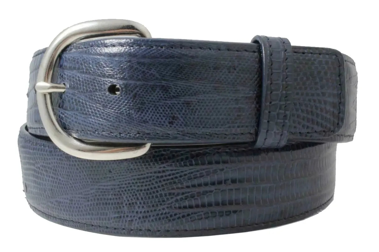 Navy Blue Lizard Leather Belt