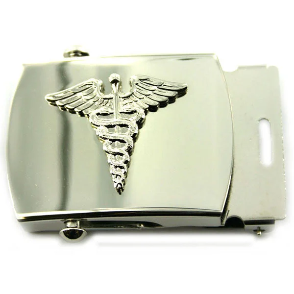 Navy Belt Buckle: Caduceus - mirror finish