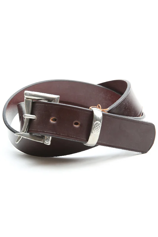 Faizey Leather 1.5" Quick Release Pewter Buckel Belt - Chestnut