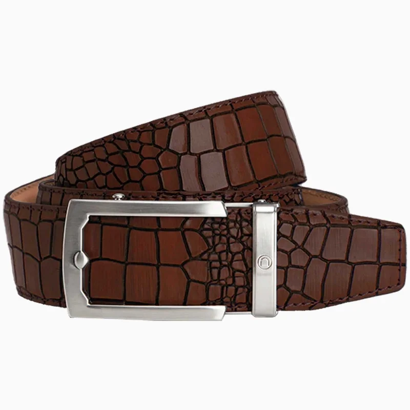 Crocodile Brown Ratchet Ratchet Belt 1.5" [38mm]