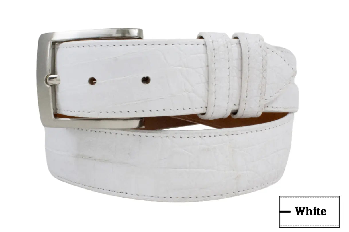 White AAA ULTRA Alligator Leather Belt