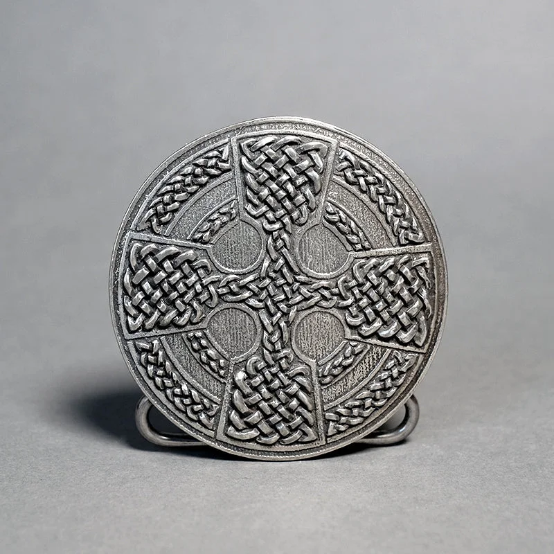 Celtic Cross Round Kilt Belt Buckle