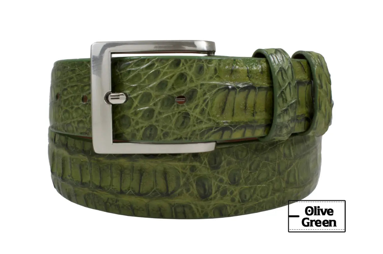 Hornback Green Caiman Crocodile Belt for Men