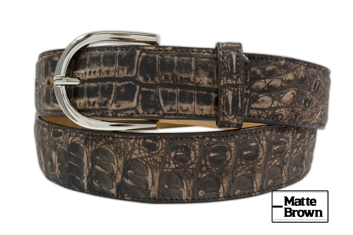 Matte Brown Alligator Leather Belt