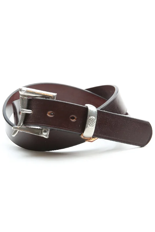 Faizey Leather 1.25" Quick Release Pewter Buckel Belt - Chestnut