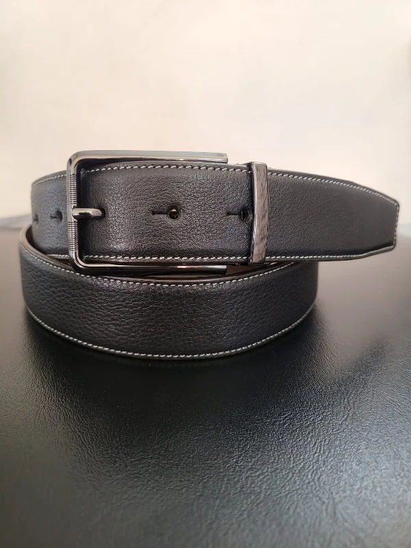 OHM New York Grained Leather Men's Belts Black